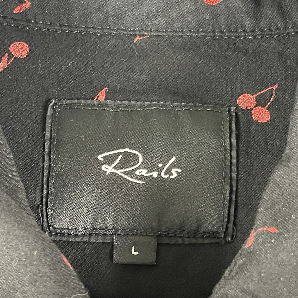 Revolve Rails Rocsi Top Womens Large Metallic Cherries Button Down Lightweight - Picture 6 of 16